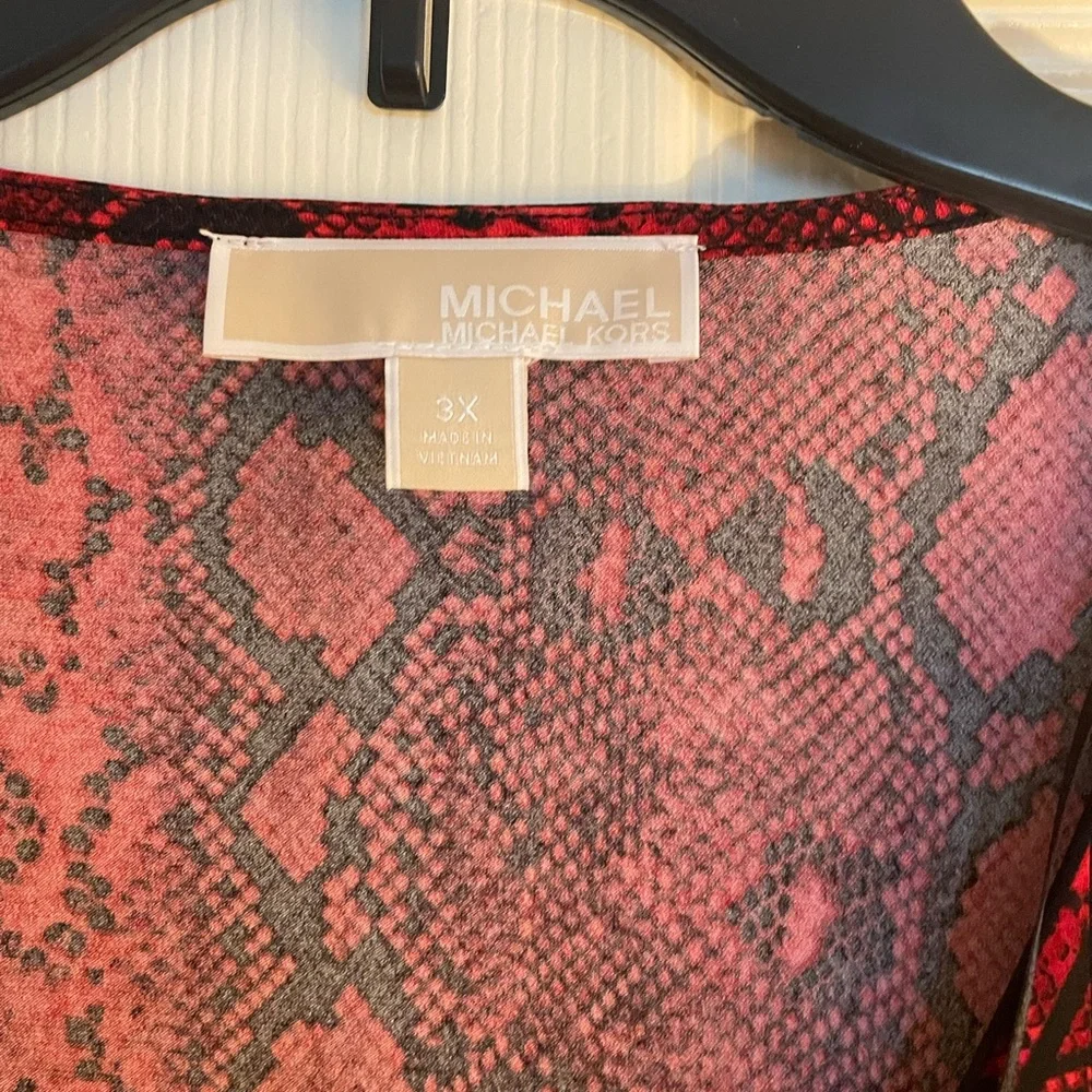 Michael Kors Red & Black Snakeskin Print Top SZ 3X